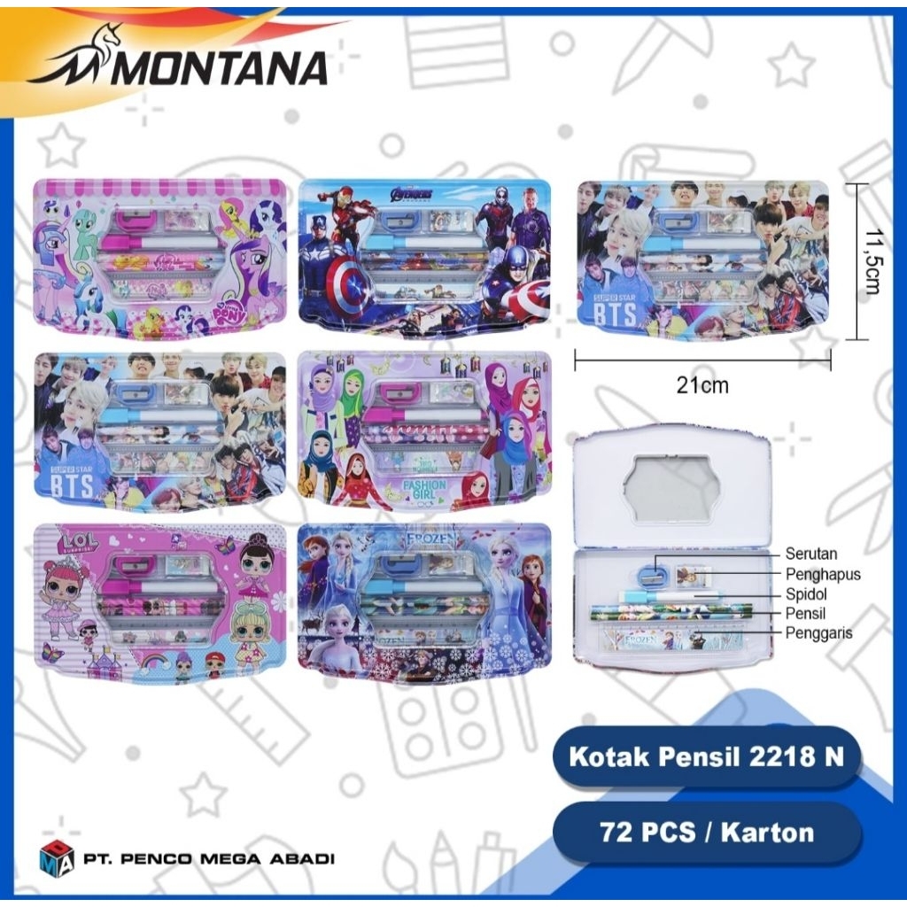 Montana PC-2218 Pencil Case - Montana PC-2218 Study Set Pencil Case