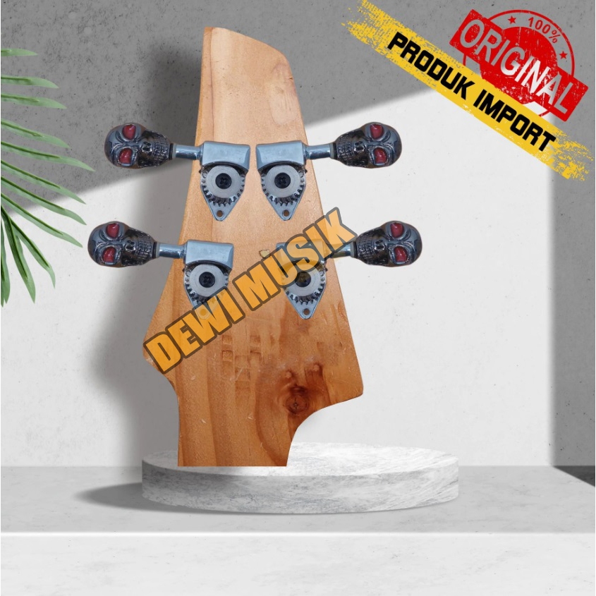 SKULL MODEL BASS DRYER 4 STRINGS BLACK CHROME AG668 / TUNING BASS 4 STRINGS (SC2829)