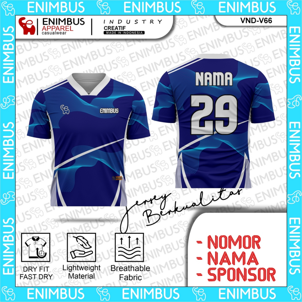 ENIMBUS เสื้อกีฬาแบบกําหนดเอง - Dryfit Sublim Football Futsal Badminton Tennis Sporty Shirt VND-V66