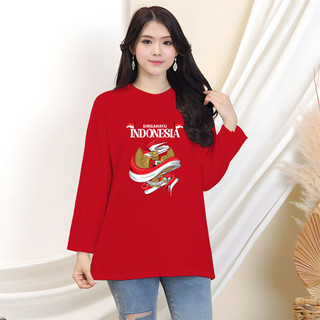 Kaos Oversize Lengan Panjang Dewasa 17 Agustus/Kaos Distro HUT RI Kemerdekaan Indonesia/Kaos Indonesia