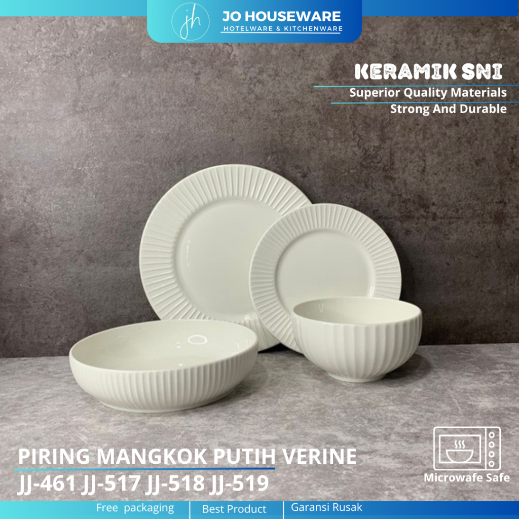SET รุ่น Verine Line Premium White Ceramic Plain Unique Multipurpose hotelware JJ461 JJ517 JJ518 JJ5