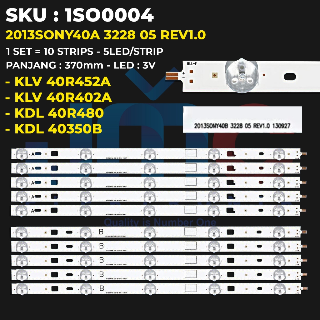 SONY ไฟแบ็คไลท์ทีวี 40 นิ้ว KDL-40R350B KLV-40R352C KLV-40R402A KLV-40R452A KDL-40R480