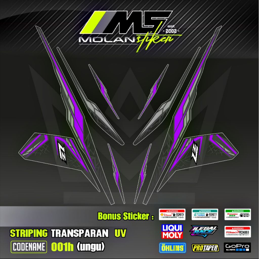UNGU Decal สติกเกอร์ Striping Variation โปร่งใส Uv F1ZR 110 2 Tak Y 110 SS SS TWO Y 125 ZR Yamaha F1
