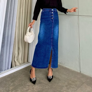 Rok Jeans Skirt Belah samping REBECCA