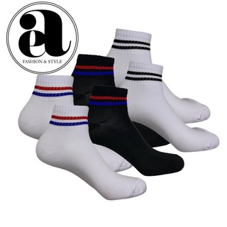 kaos kaki pendek dewasa motif garis /kaos kaki  sport dewasa / polyster