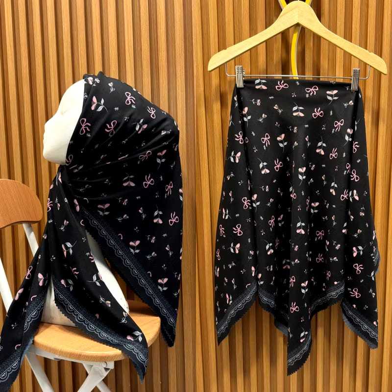 ฮิญาบคุณภาพระดับพรีเมียม VUAL MATERIAL SUBLIM DENAY ผ้าคลุมสี่เหลี่ยมธรรมดา motif