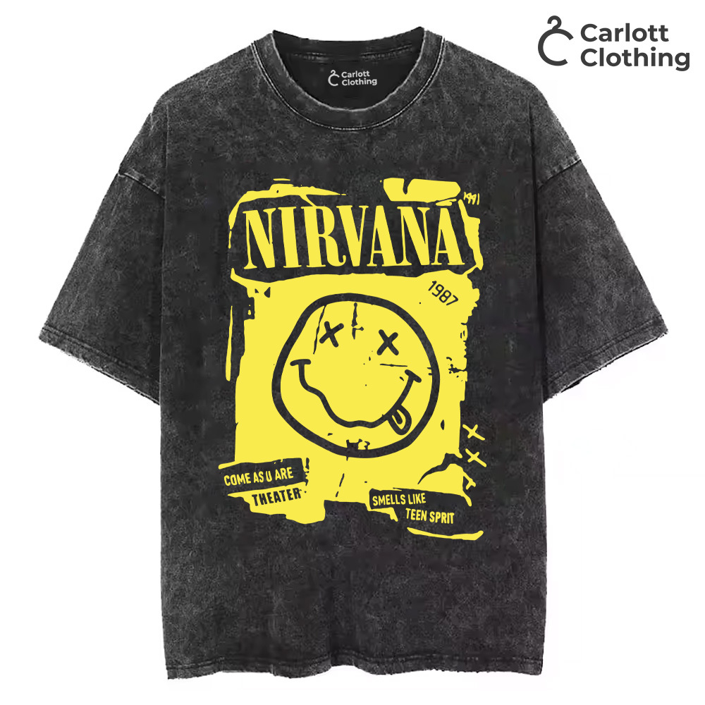เสื้อยืด Nirvana Oversize Washed, Nirvana 1987 เสื้อยืด Oversize, เสื้อยืด Nirvana, เสื้อผ้า Nirvana
