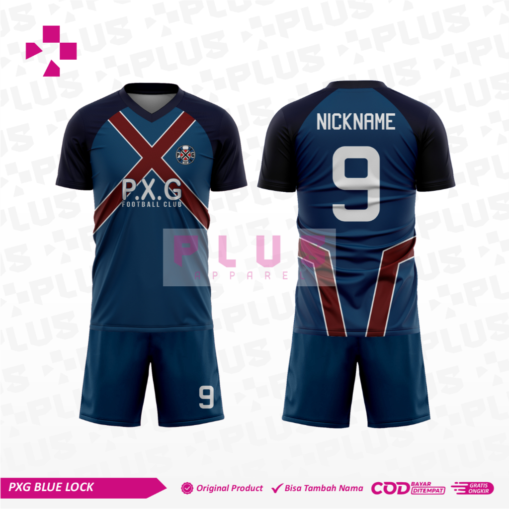 PLUS_Jersey Pxg Blue Lock 2025 Full Printing Premium การติดตั้งชื่อและหมายเลขฟรีล่าสุด
