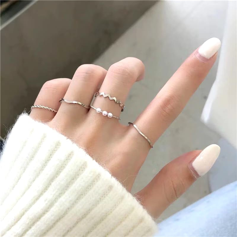 CONTENTTS 5 แหวนผู้หญิงใน VARIOUS SHAPES 1 ชุดเนื้อ 5 ชิ้น TRENDY เกาหลีแฟชั่นแหวนผู้หญิง