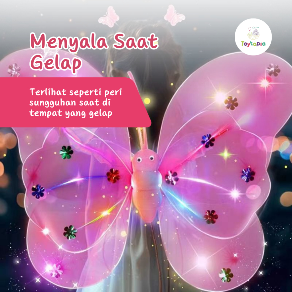 CHILDRENS BUTTERFLY FAIRY WINGS COSTUME / FAIRY ANGEL FAIRY WINGS HEADBAND STICK