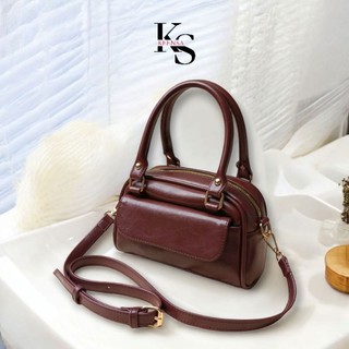 KEENSA Aira Bag Tas Wanita Terbaru Boston Bag Tas Selempang Kecil Persegi Retro Summer Slingbag Kekinian Kulit PU