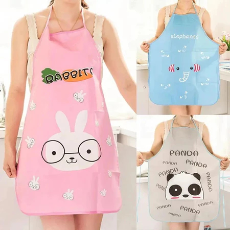 KITCHEN APRON WATERPROOF COOKING APRON WITH CUTE CARTOON CHARACTER MOTIF WATERPROOF