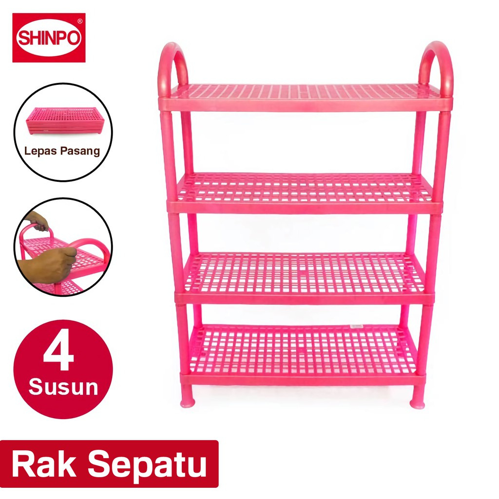SHINPO ชั้นวางรองเท้าและรองเท้าแตะพลาสติก 4 ชั้น SIP 829-4