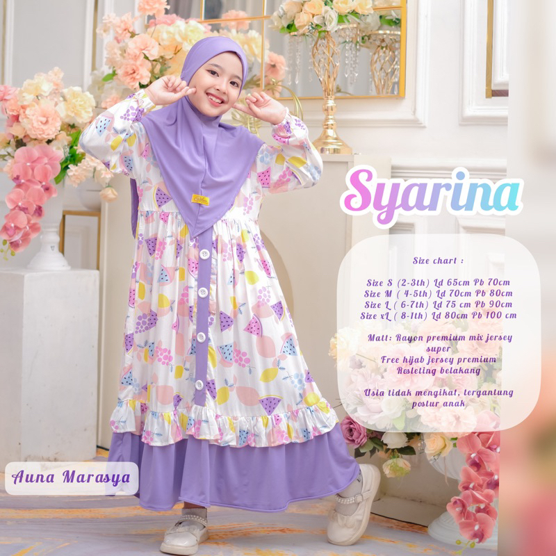 Auna Marasya ~ Sina Kids set Hijab มุสลิม gamis สําหรับเด็กผู้หญิง