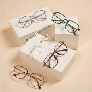 Kacamata Minus Photocromic Kotak Terbaru Premium Frame (Beli 1 Gratis 1) Pria Dan Wanita Lensa BLUERAY Bluecromic Photobrown Dan Night Drive