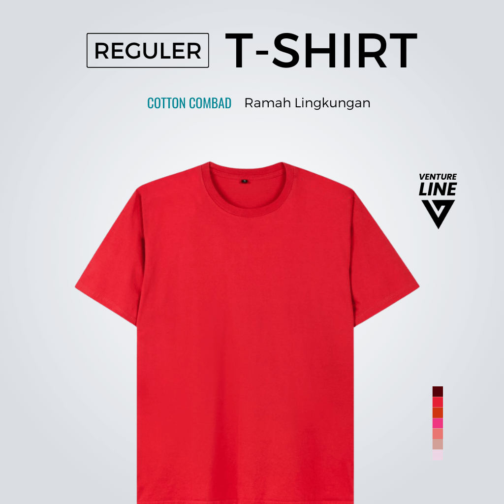 MERAH Ventureline Plain Red T-Shirt for Men and Women Short Sleeve T-Shirt - Solid Red