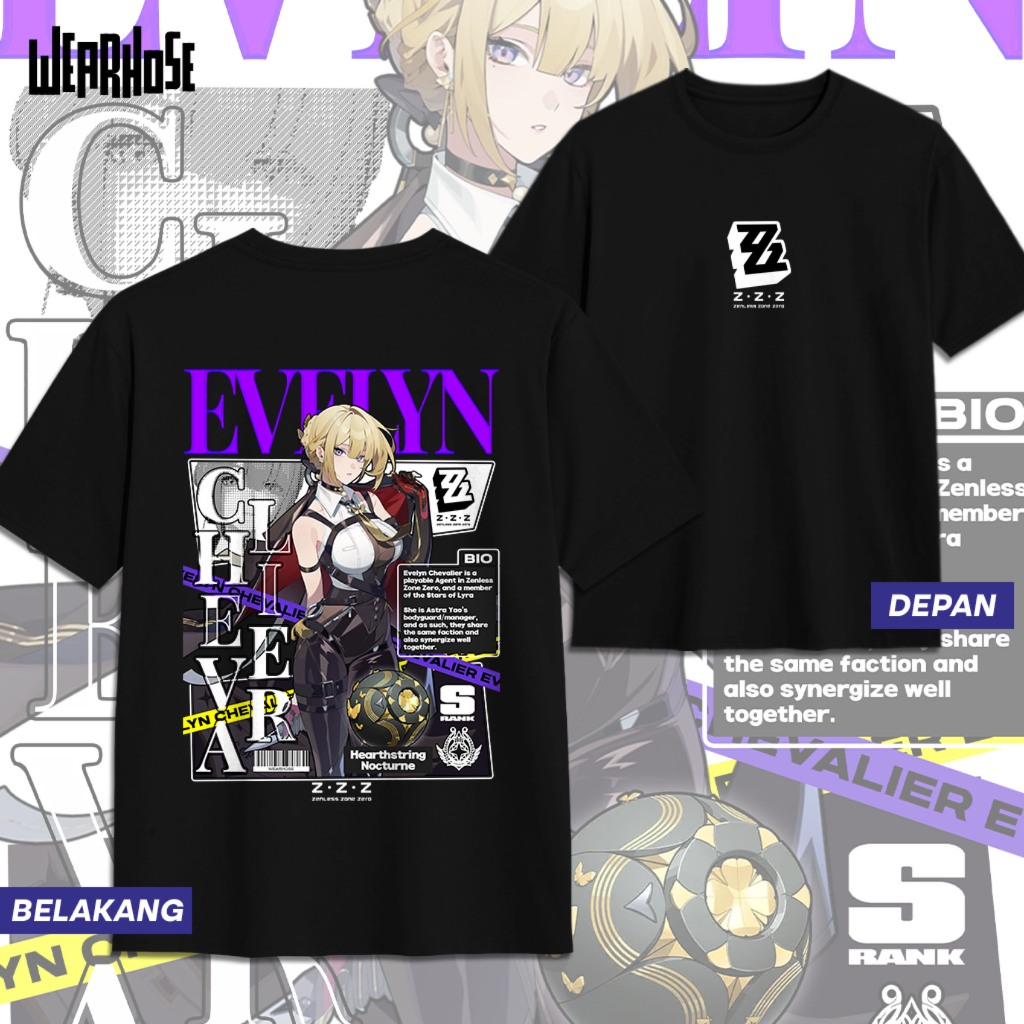EVELYN ZZZ EVELYN CHEVALIER ZENLESS ZONE ZERO DB เสื้อยืดอะนิเมะ Distro Unisex ผู้ชายผู้หญิงสวมใส่ด้