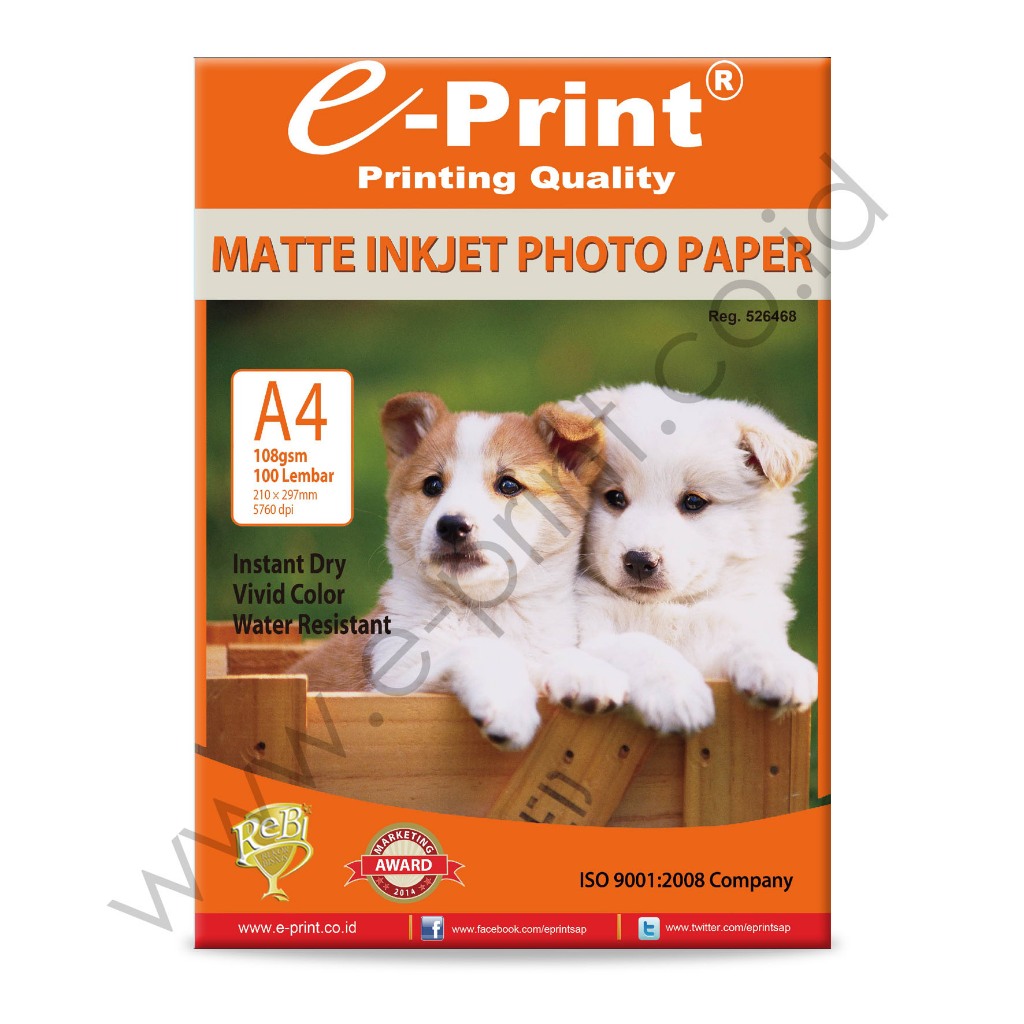 EPRINT MATTE INKJET PHOTO PAPER 108 GSM PHOTO PAPER