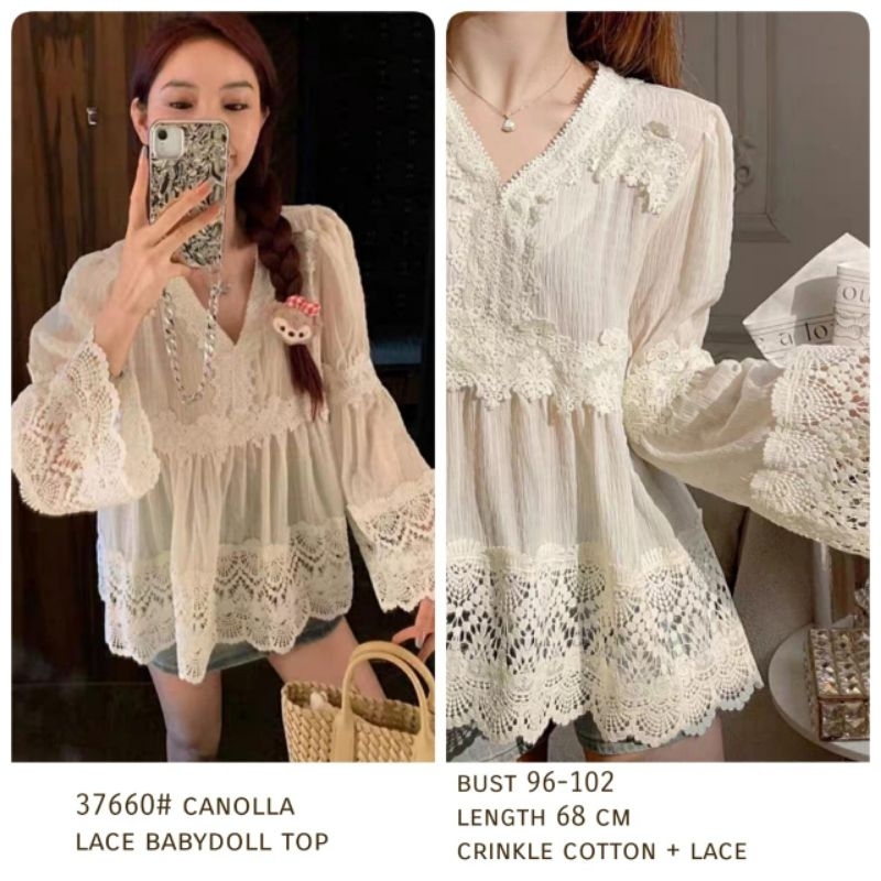 X37660 Canola Lace Babydoll นําเข้าด้านบน