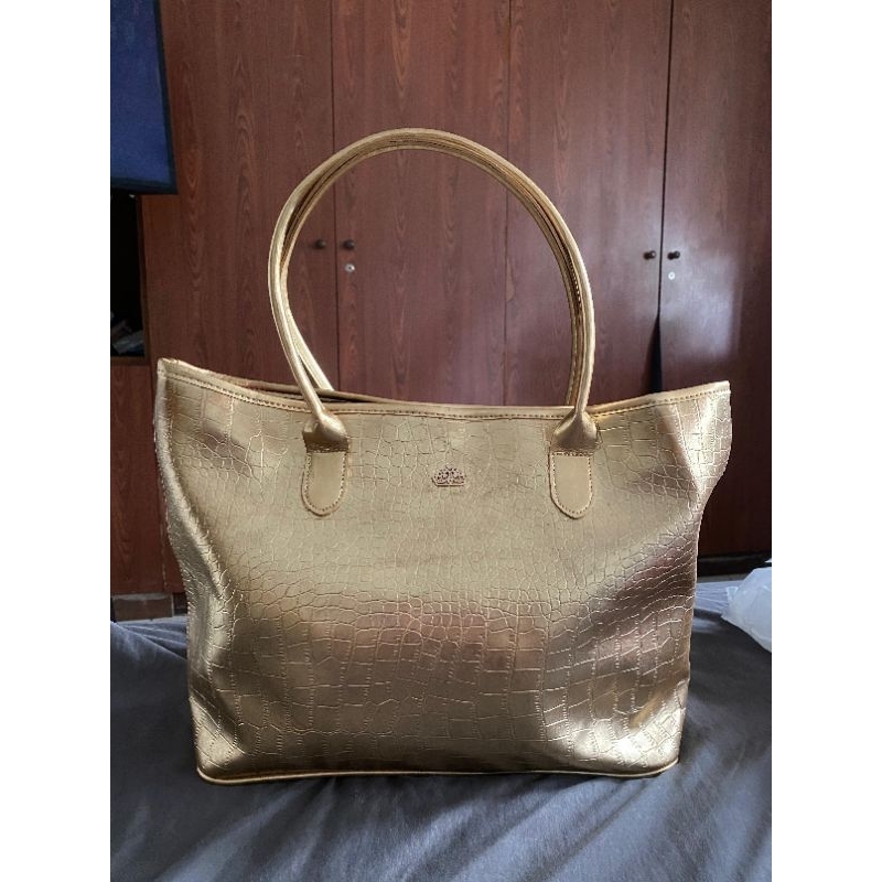 Forina gold กระเป๋าโท้ตใบใหญ่ preloved