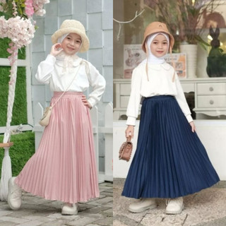 Rok Plisket Anak Premium Tebal - Rok Plisket Anak 3-12 Tahun Skirt Pleats Rok Plisket Anak Panjang