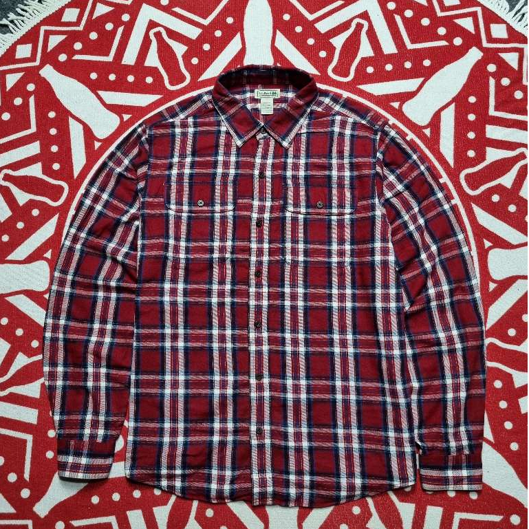 KEMEJA LL Bean เสื้อผ้าสักหลาดกระเป๋าคู่