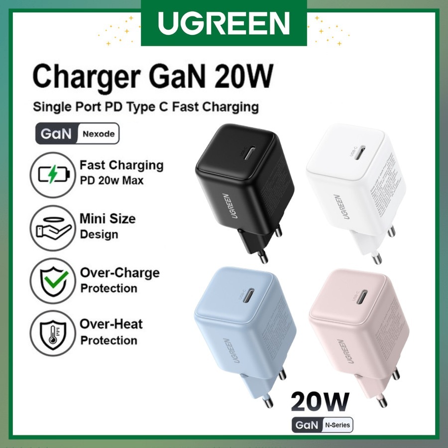 UGREEN GaN N Series 20W Type-C Port Charger Head HP Travel Adapter 55553 55554 55555 55556