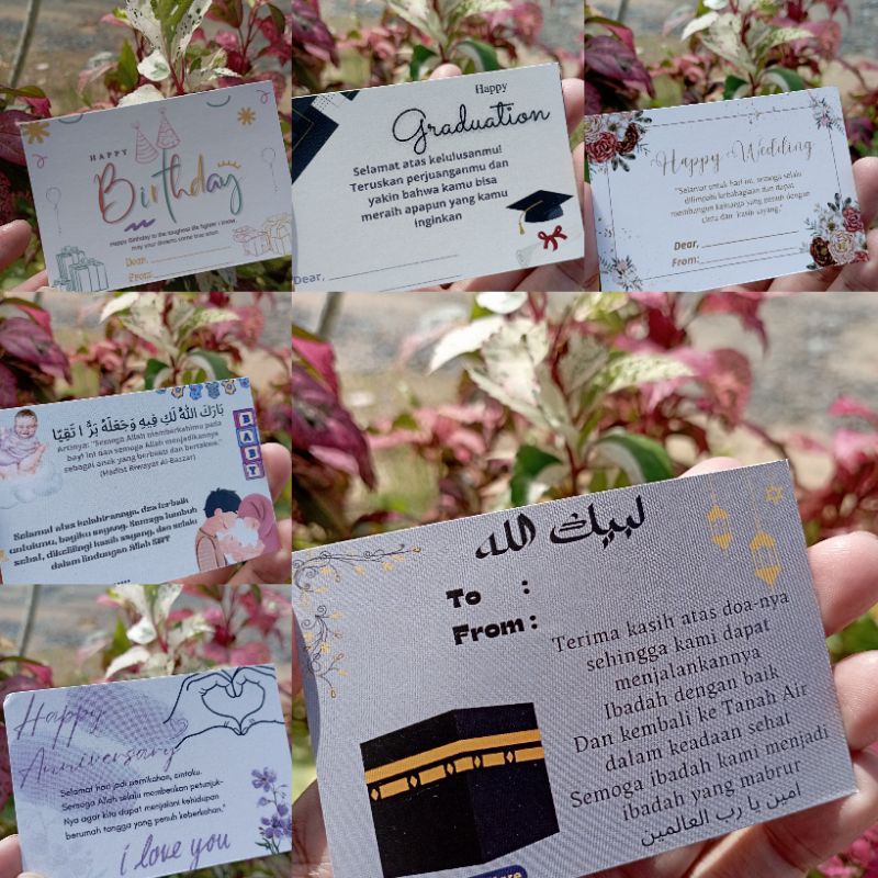 HAPPY BIRTHDAY / UMROH HAJI / HAPPY WEDDING / HAPPY ANNIVERSARY / HAPPY GRADUATION CARD 1 SIDE AESTE
