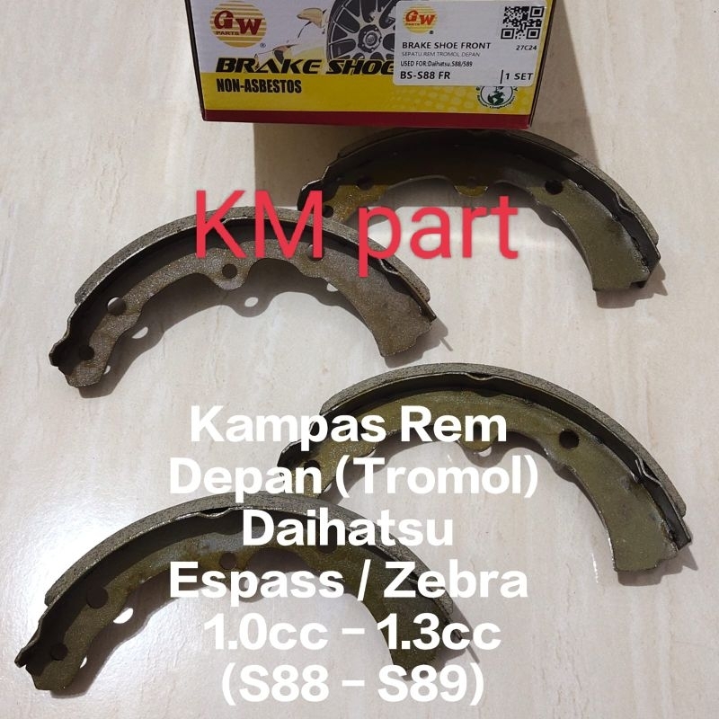 ผ้าเบรคหน้า (Drum) Daihatsu Espass / Zebra 1.0cc - 1.3cc (S88 - S89)