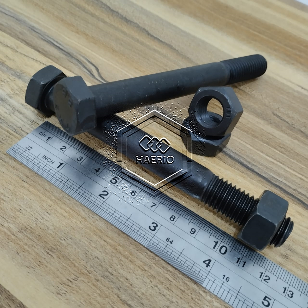 BOLT STEEL NUT KEY 27 8.8 M18 X 120 (12CM) BOLT HTB M18X120 LENGTH 12CM 12 CM HEXA PITCH THAD 2.5 BO