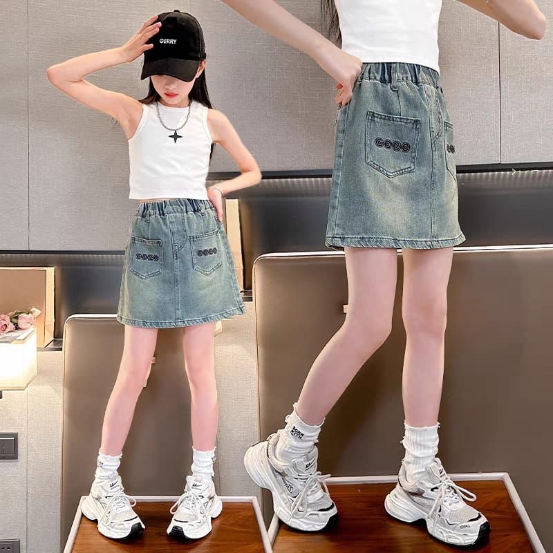 ER-154 IMPORTED GIRLS JEANS SKIRT BOTTOM AGES 5-12 ปี