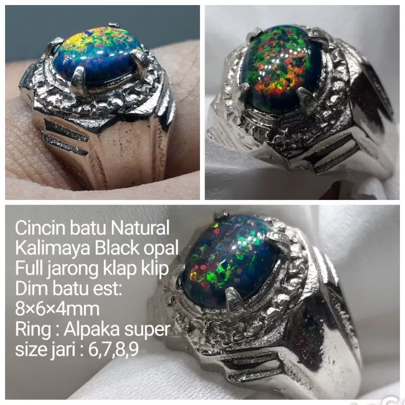สีดํา OPAL KALIMAYA STONE RING A1