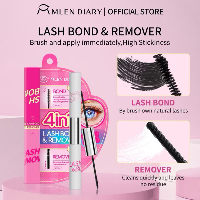 MATA Mlen Diary - Lash Bond และยางลบ - กาวมาสคาร่า & น้ํายาล้างขนตาปลอม - กันน้ําและติดทนนานมากถึง 4