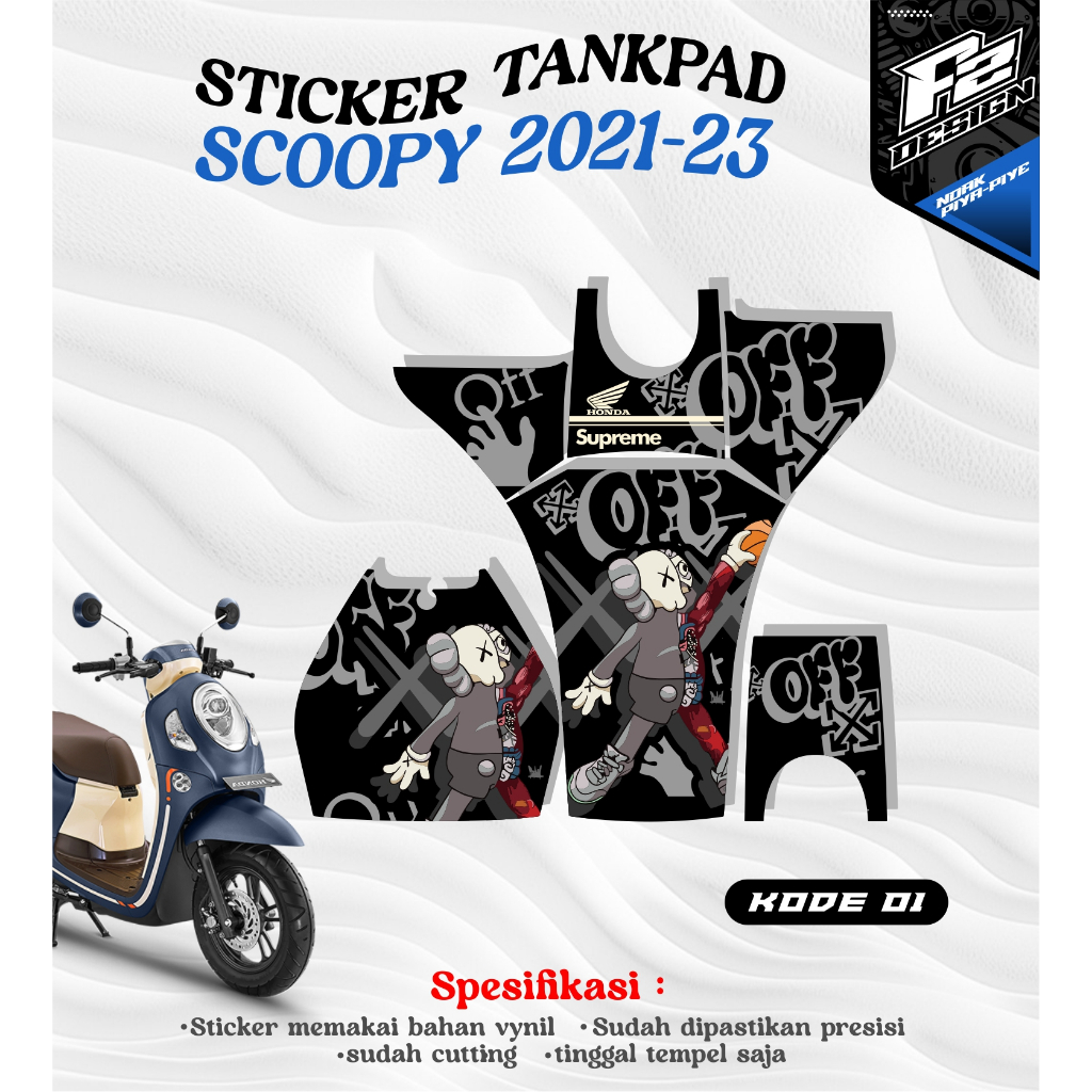 Scoopy STRIPING 2021 2022 2023 DASHBOARD PROTECTOR - TANKPAD - DECKPAD SCOOPY 2021 2022 2023 - BODY PROTECTOR DECK PAD COVERSTRIPING SCOOPY 2021 2022 2023 - BODY DECK ฝาครอบ