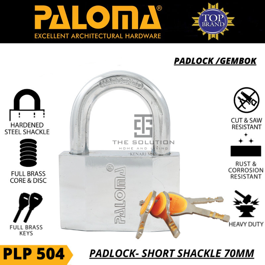 PALOMA PLP 504 กุญแจสั้นกุญแจมือคอสั้น 70 มม. รั้วล็อค