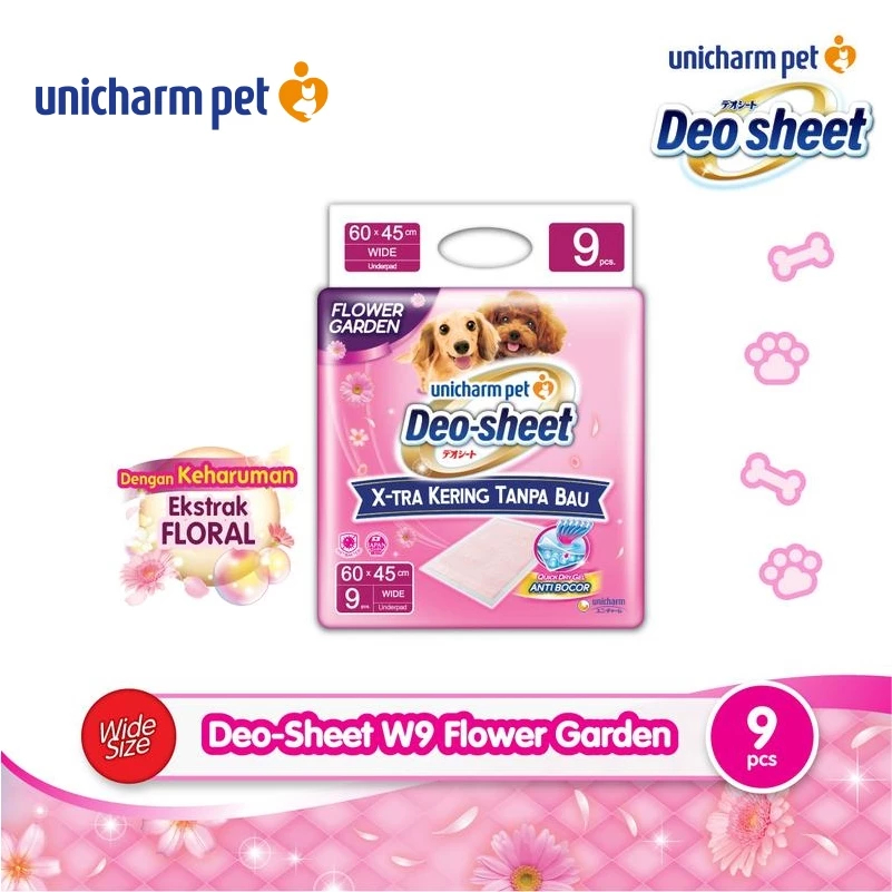Unicharm Pet Deo Sheet Dog Wide Size Flower Garden 9 ชิ้น