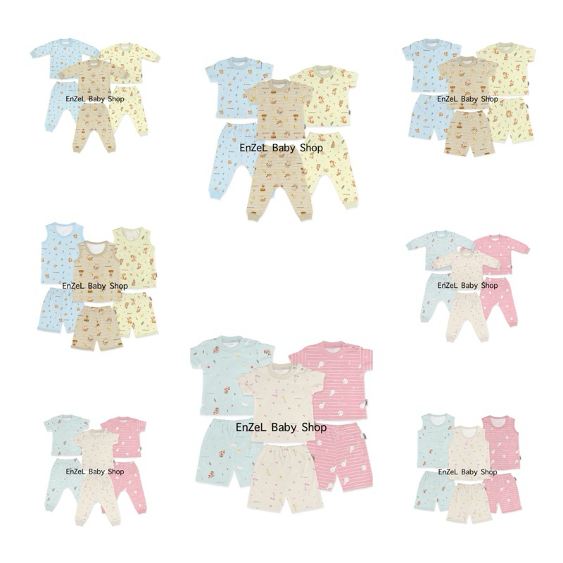 FLUFFY 3 ชุดเสื้อผ้าเด็ก OBLONG และกางเกง ไซส์ SML 3-12 เดือน SYMPHONY Series / SNI