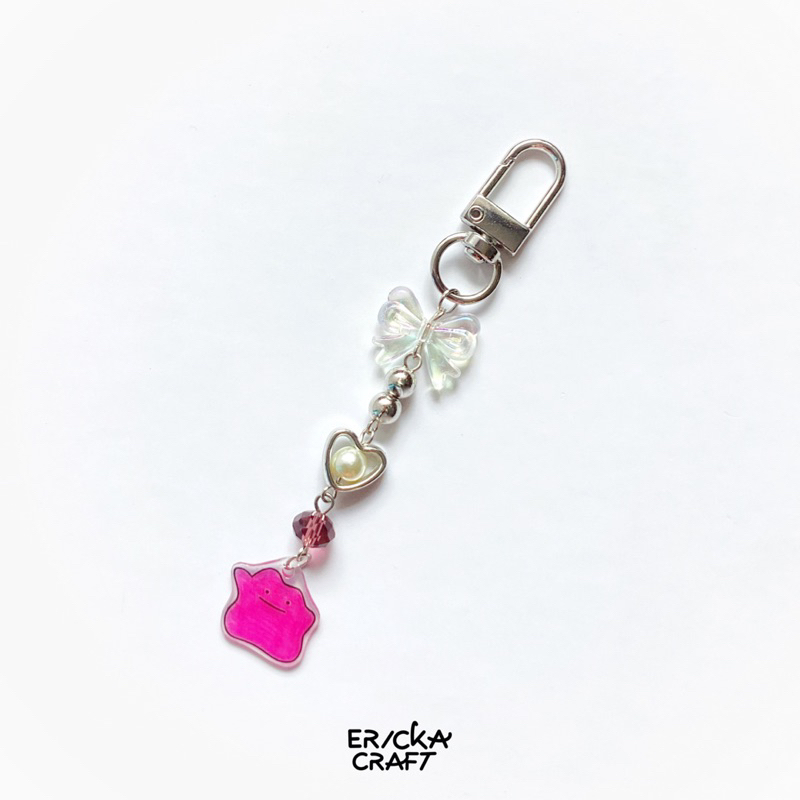 พวงกุญแจ DITTO PURPLE BEADS KEYCHAIN ANIME POKEMON PAPER SHRINK BY ERICKA CRAFT