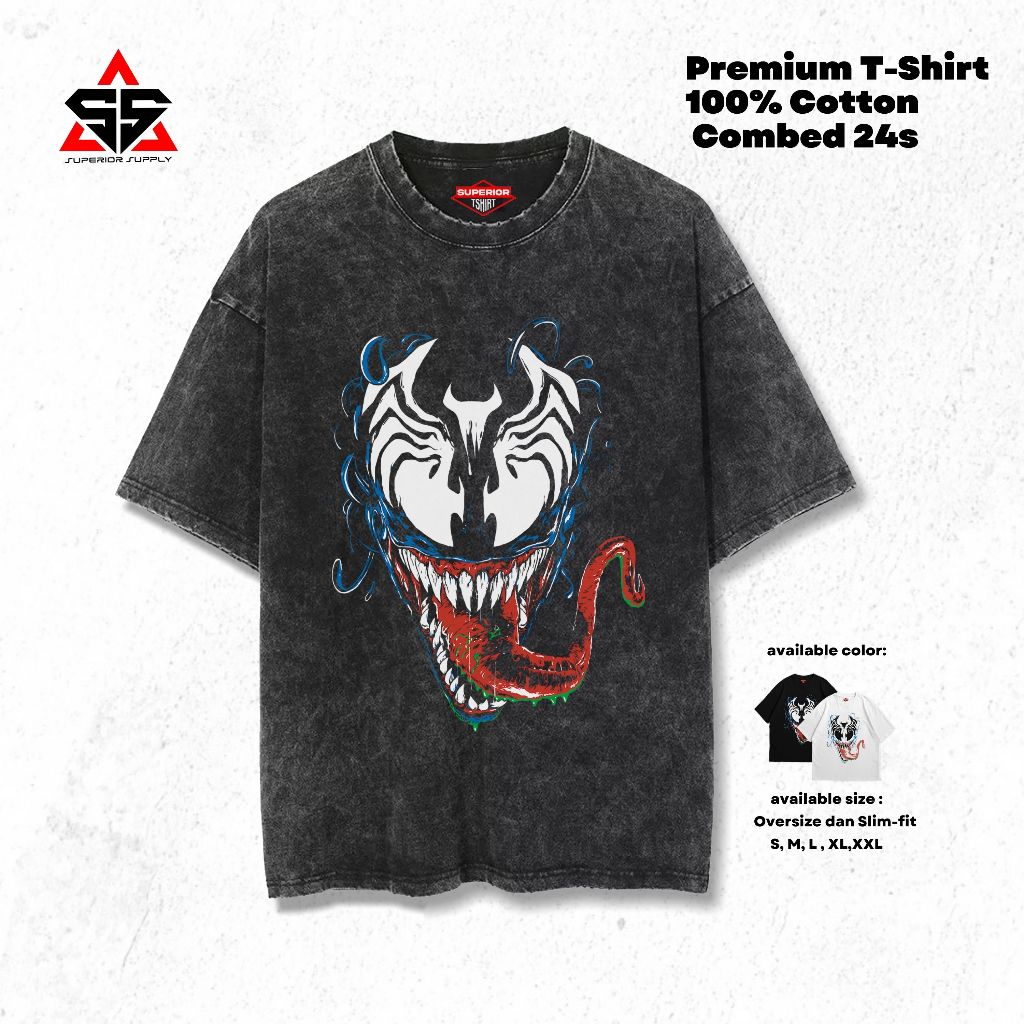 เสื้อยืด Superior VENOM เสื้อยืดล้างขนาดใหญ่ slimfit sandwash VENOM-4