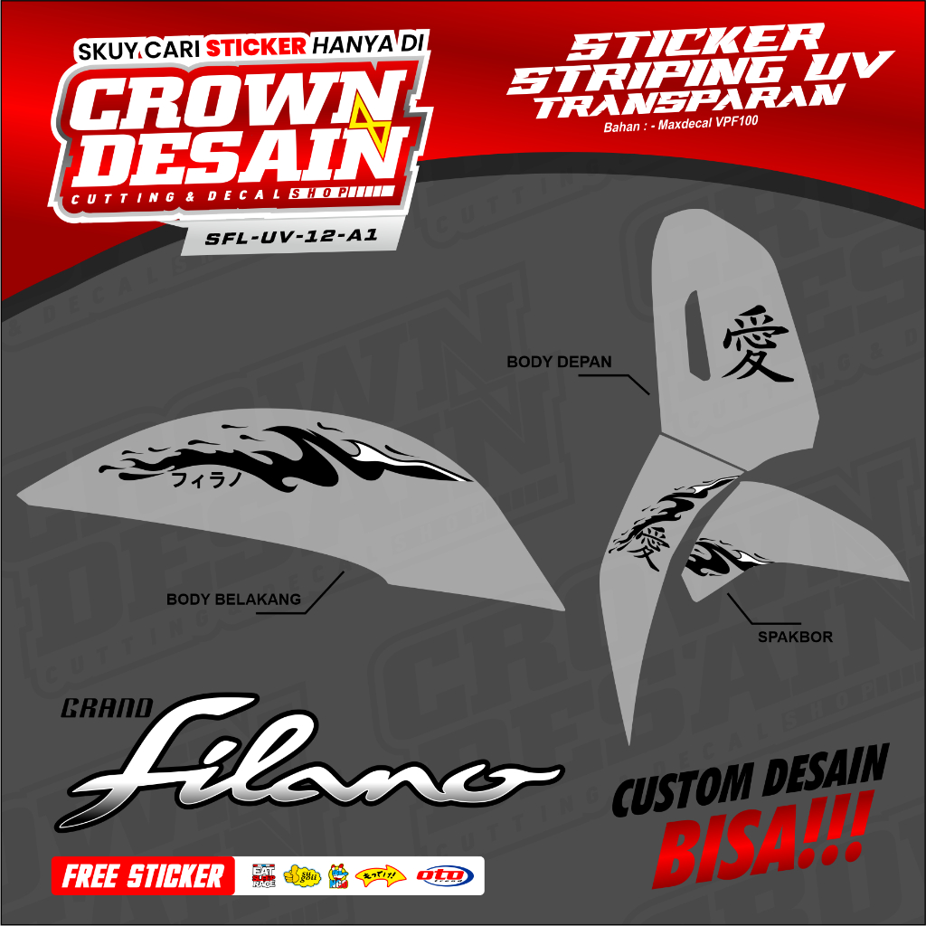 Semifull Grand Filano 125 Striping Japanese Design - Yamaha Filano 125 New 2024 Striping Sticker - S