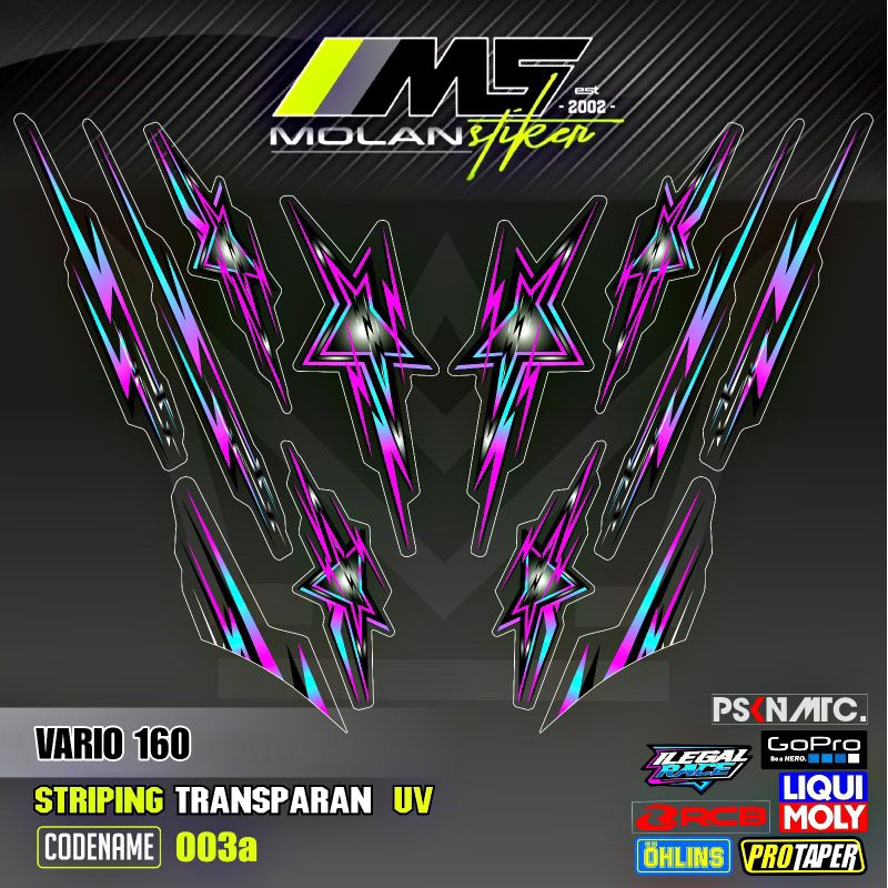 Decal สติกเกอร์ Striping Variation UV Vario 160 Star Honda Vario 160 Bintang Click 160 Decal Vario โปร่งใส Lis Vario โปร่งใส Striping Vario ง่าย สีชมพู Tosca