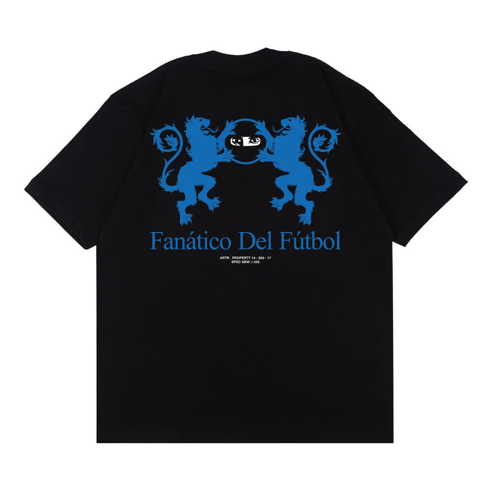 เสื้อยืด - เสื้อยืดลําลองผู้ใหญ่สีดํา Fanapico Del Futbol | ผ้าฝ้ายหวี 24ส หนาพรีเมี่ยม