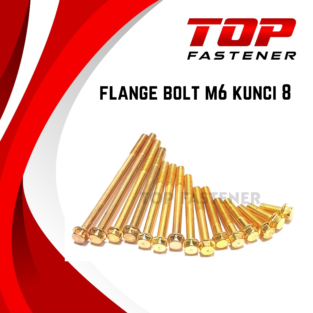 MESIN FLANGE BOLT KEY 8 GOLD 6x15 - 6x100 CVT ENGINE BLOCK CALTER BOLT 6MM M6 BOLT 10 สีทอง