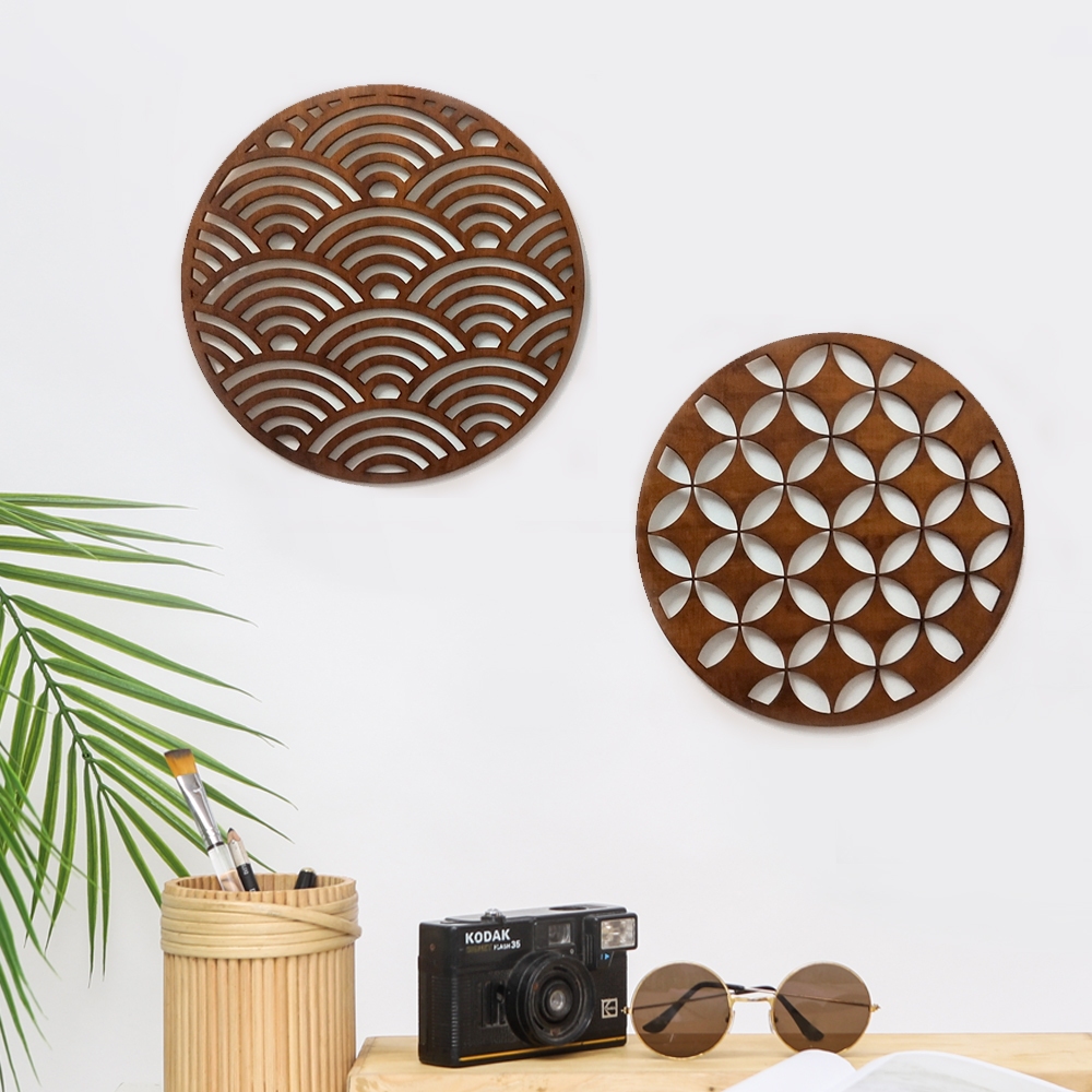 ความงามห้องนั่งเล่นตกแต่งผนังIสแกนดิเนเวียMinimalist kawung mandala Motif Batikตกแต่งห้อง 1 ชุด 2 ชิ้น