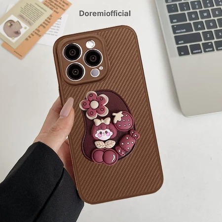 GC193 SOFTCASE 3D CARTOON MOTIF CARBON KNIT โทรศัพท์ GRIP น่ารักสําหรับ OPPO A18 A33 A38 A52 A53 A54