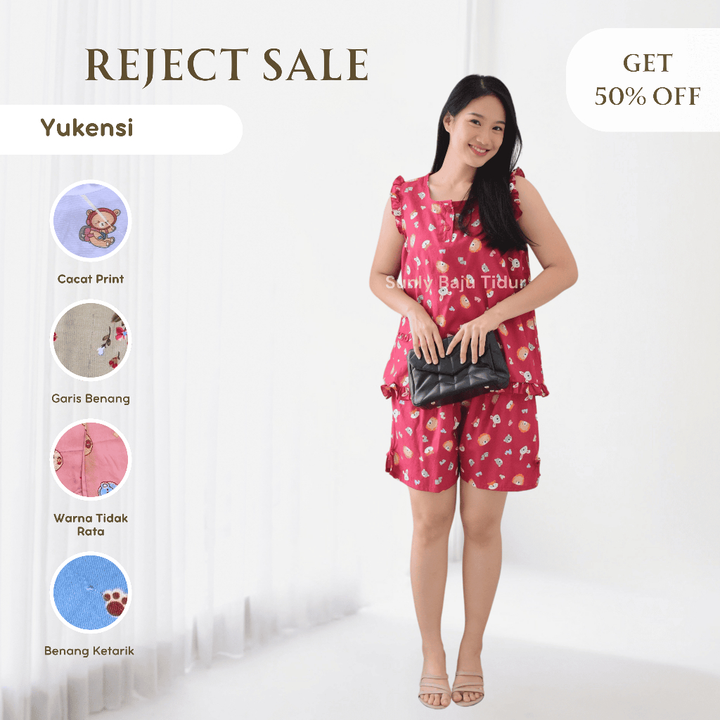 KATUN REJECT ปฏิเสธ | ชุดนอนสตรี Yukensi | ชุดนอนคอตตอนผู้ใหญ่ซันลี่ | แอล 102-108 ซม