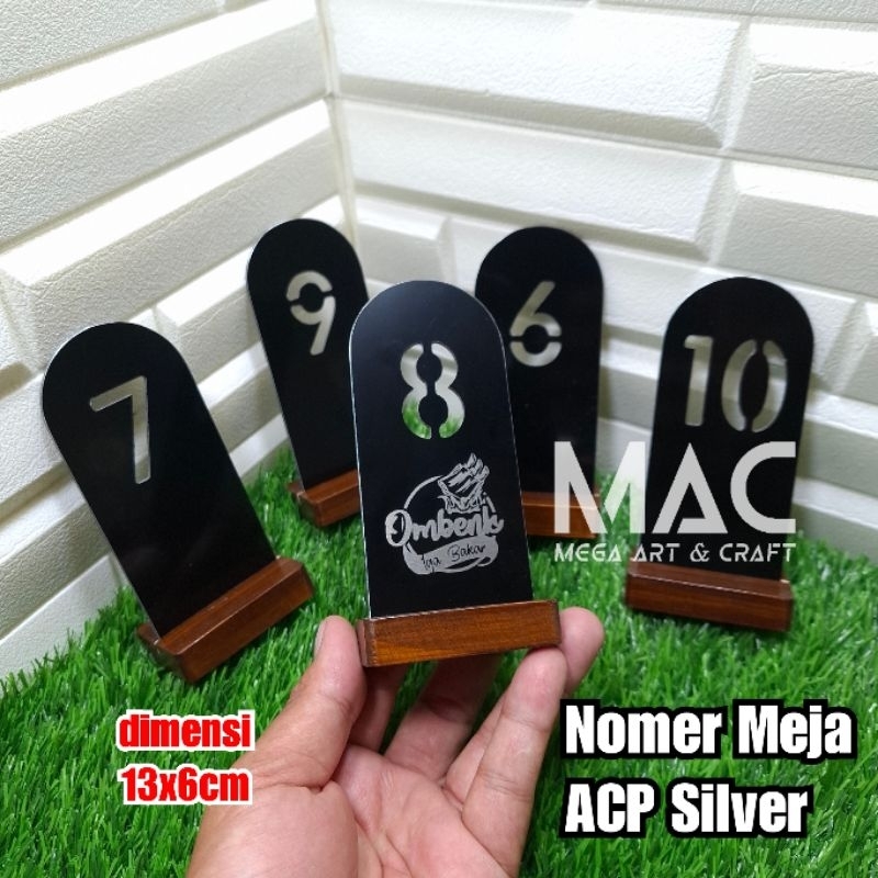 [ MACJleb ] Strong ACP Aluminium Table Number / Modern Cafe Resto Number Marker ขนาด 12x6cm สีดํา