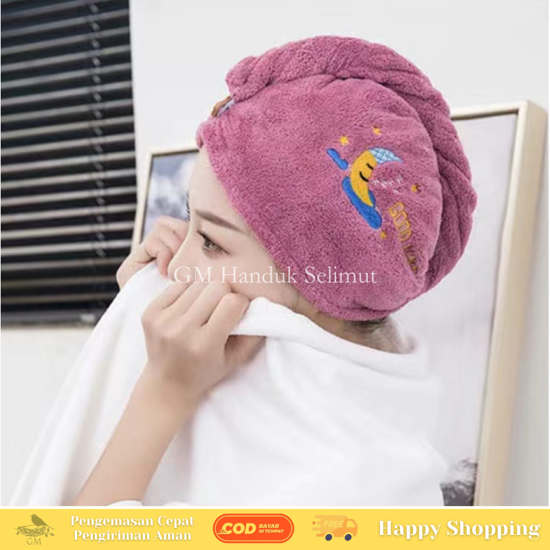 GM ผ้าเช็ดตัวสําหรับผู้ใหญ่ Turban Head Shampoo ผ้าเช็ดผมไมโครไฟเบอร์ Soft Hairtowel New Motif