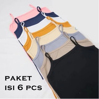 Terlaris 6 pcs Tengtop/Tank top Wanita Dewasa , Tank top Tali Kecil , Kaos Dalam Tank top Wanita Murah, Tank top Polos