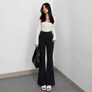 CELANA FIT AND FLARE PANTS CUTBRAY SCUBA PINGGANG HIGHWAIST BAHAN STRETCH MELAR  KULOT CUTBRAY SCUBA